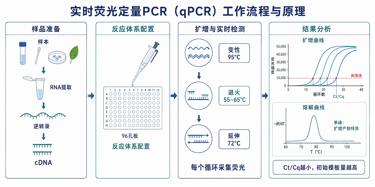 qPCR 实时荧光定量原理示意图